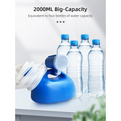Wholesale Male Portable PE Urinal Pee Bottles Home Use with Lid Chamber Pot 2000 mL Eco-Friendly Blue/White