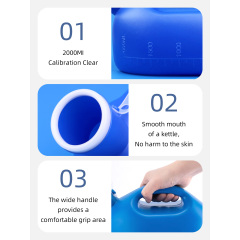 Wholesale Male Portable PE Urinal Pee Bottles Home Use with Lid Chamber Pot 2000 mL Eco-Friendly Blue/White