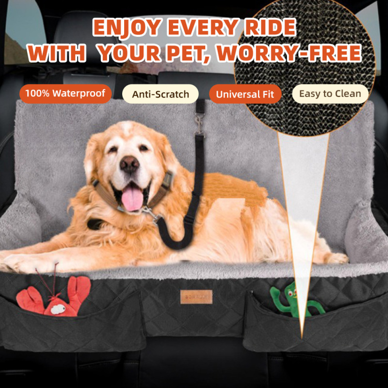 Wholesale Waterproof Scratchproof Durable Oxford Dog Hammock with Big Mesh Window 4-in-1 Dog Car Seat Cover Non-Slip for Cats