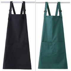 Queenhe Hot Custom Logo Polyester Cooking Aprons Kitchen Apron with Pockets