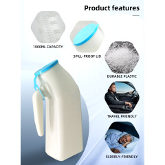 Wholesale Simple Eco-Friendly Male Portable Home Care Urinal Chamber Pot with Lid 1000mL