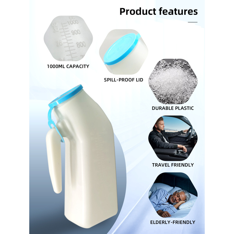 Wholesale Simple Eco-Friendly Male Portable Home Care Urinal Chamber Pot with Lid 1000mL