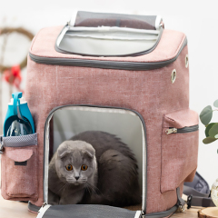Venta al por mayor de seguridad, mochila plegable para mascotas, portador suave y transpirable para mascotas con ventana de malla para gatos pequeños y perros