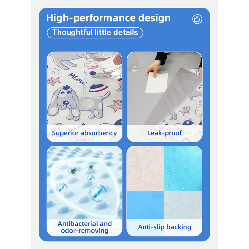 Benutzerdefinierte Muster Pet Pad Wasserdichte, rutschfeste Welpen-Trainings-Toiletten-Pipi-Pads in mehreren Größen
