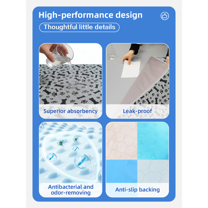 Wholesale Ultra Absorbent Eco-Friendly PVC Dog Pee Pad Reusable Washable Printed Training Pads Waterproof Everyday Use for Dogs