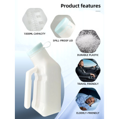Wholesale Plastic Eco-Friendly Portable Pee Bottles Urinals for Men 1000ml Glow Dark Spill Proof Swing Lid for Bedridden Users