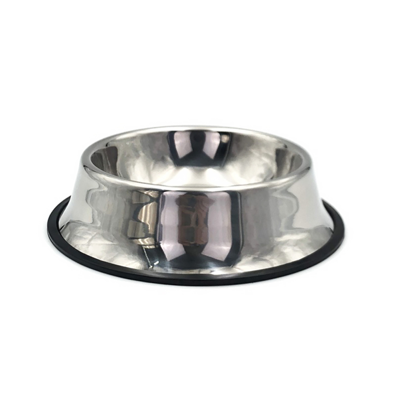 Pet Food Container Non-Slip  Stainless Steel Dog Bowl with Rubber Base for Food and Water