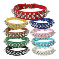 Wholesale Durable Leather Pet Collar Spiked Studded for Small Medium Large Pet