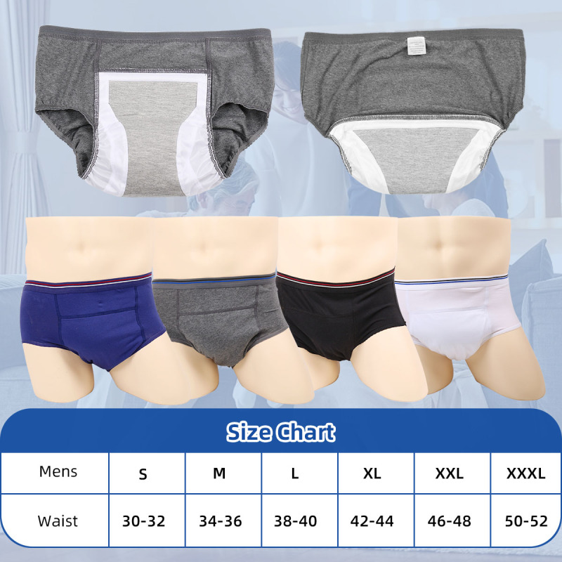 Wholesale Custom Men Incontinence Panties Reusable Urinary Washable Adult Incontinence Underwear for Men