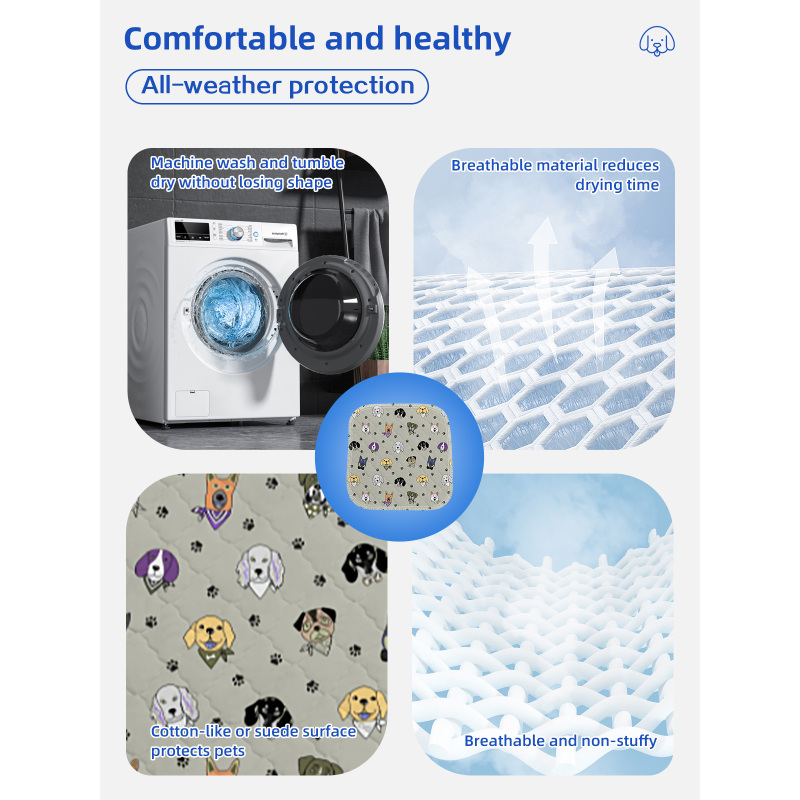 Benutzerdefinierte Muster Wasserdichte, rutschfeste Pet Pads in mehreren Größen Wiederverwendbare waschbare Pet Pee Pads