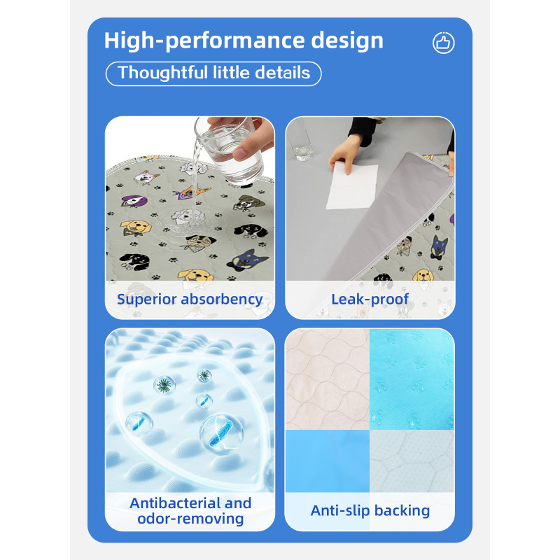 Benutzerdefinierte Muster Wasserdichte, rutschfeste Pet Pads in mehreren Größen Wiederverwendbare waschbare Pet Pee Pads