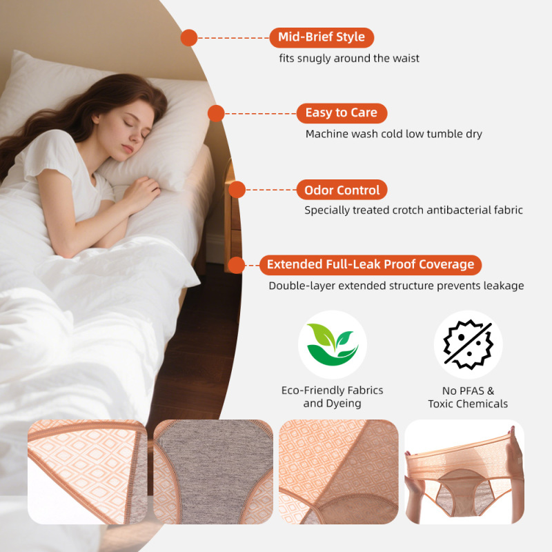 Bragas menstruales reutilizables Aidingcare para mujer, 72 % nailon, 28 % elastano