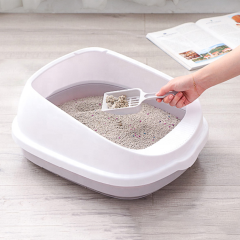 Venta al por mayor, caja de arena gruesa grande, caja de arena para gatos semicerrada antisalpicaduras