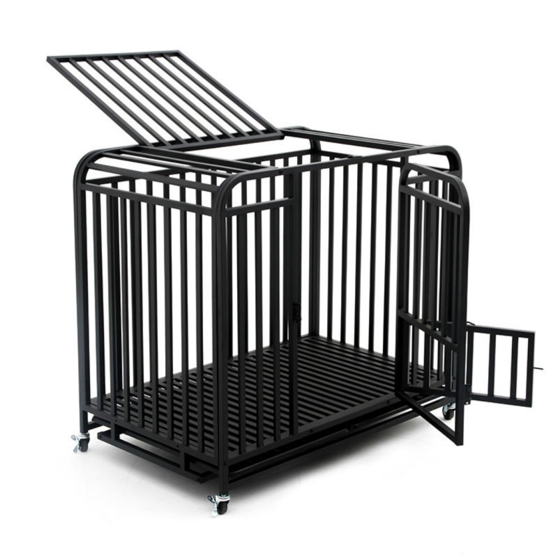 Wholesale Large Galvanized Iron Pet Supplies Detachable Assembled Dog Crate with Breathable Plastic Tray Lock Solid Pattern