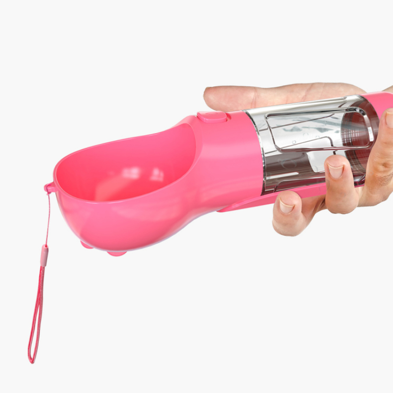 Multifunctional Portable Dog Pet Travel Water Bottle with Garbage Bag Holder and Poop Shovel for Outdoor Walking
