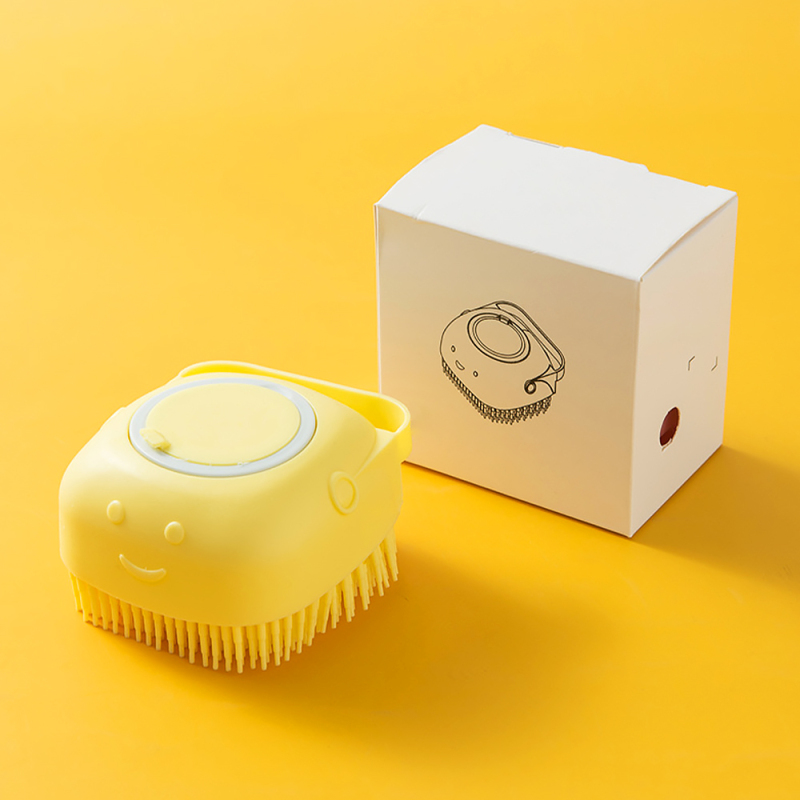 Soft Silicone Bristle Bath Massage Pet Grooming Brushes with  Shampoo Dispenser