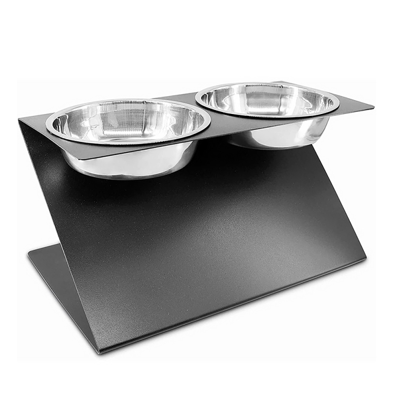 Wholesale Luxury Pet Bowls  Anti-tip Stainless Steel Double Elevated Pet Bowls With Stand For Small Animals