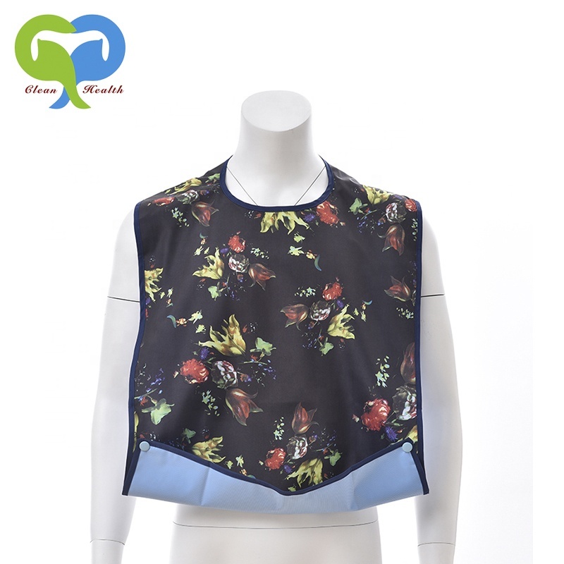 Washable Reusable Waterproof Clothing Protector Adult Bib with Optional Crumb Catcher