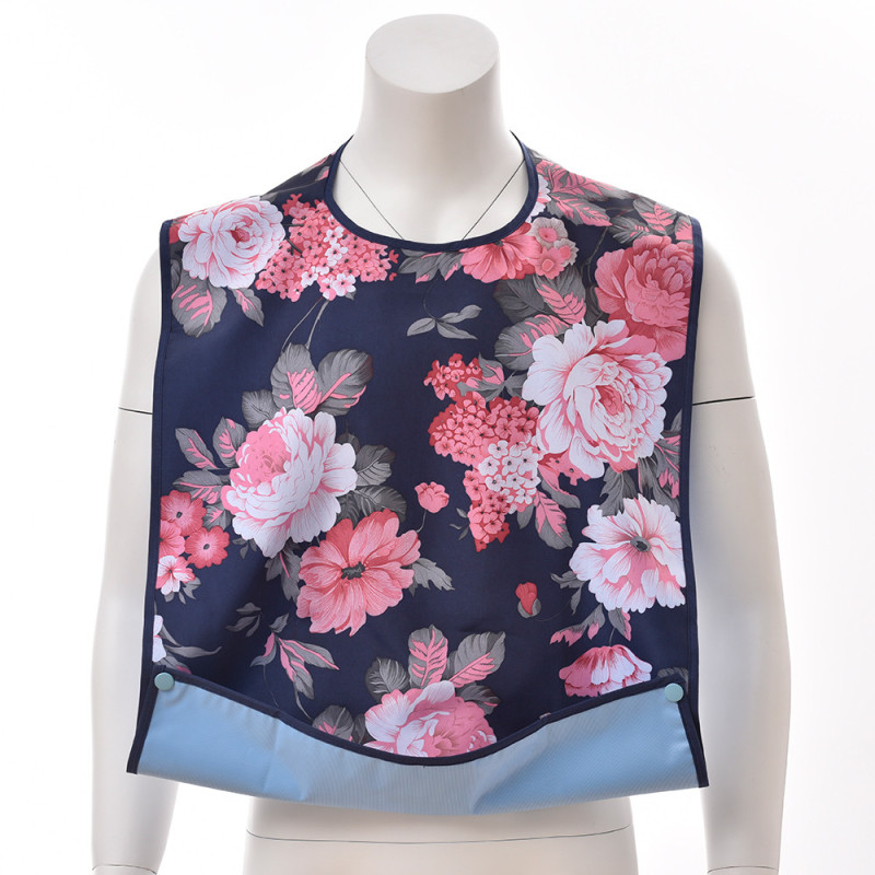 Washable Reusable Waterproof Clothing Protector Adult Bib with Optional Crumb Catcher