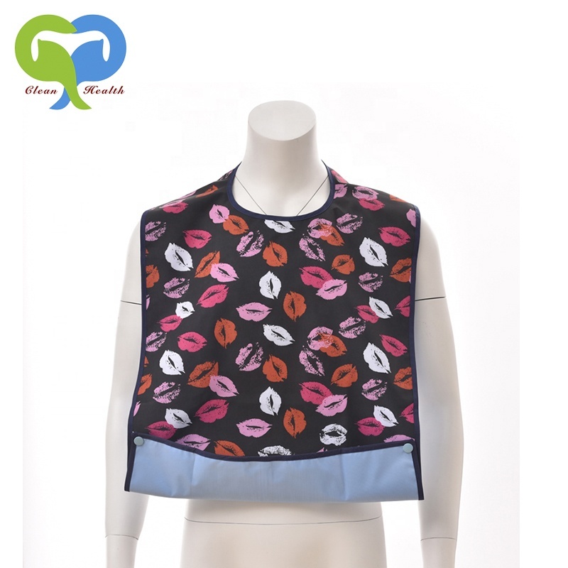 Washable Reusable Waterproof Clothing Protector Adult Bib with Optional Crumb Catcher