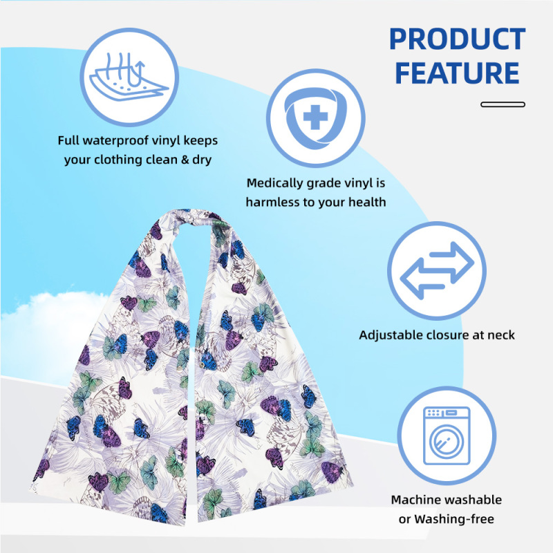 Wholesale Washable Reusable Sleeveless Apron Adult Bibs Button Closure Latex-free Durable Anti-dirty Elderly Food Eating