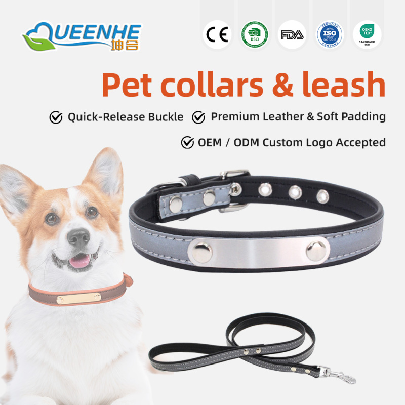 Wholesale Soft Leather Dog Collar PU Leather Adjustable Dog Cat Collars for Dog Small Large Cat Collars