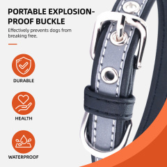 Wholesale Soft Leather Dog Collar PU Leather Adjustable Dog Cat Collars for Dog Small Large Cat Collars