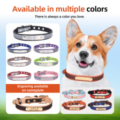 Wholesale Soft Leather Dog Collar PU Leather Adjustable Dog Cat Collars for Dog Small Large Cat Collars