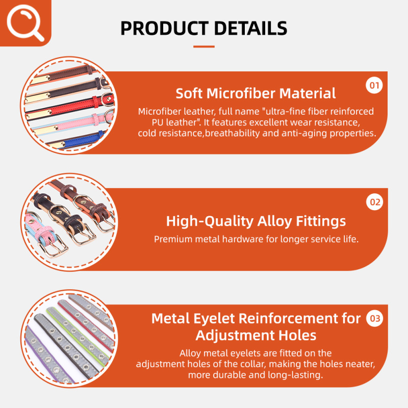 Wholesale Soft Leather Dog Collar PU Leather Adjustable Dog Cat Collars for Dog Small Large Cat Collars