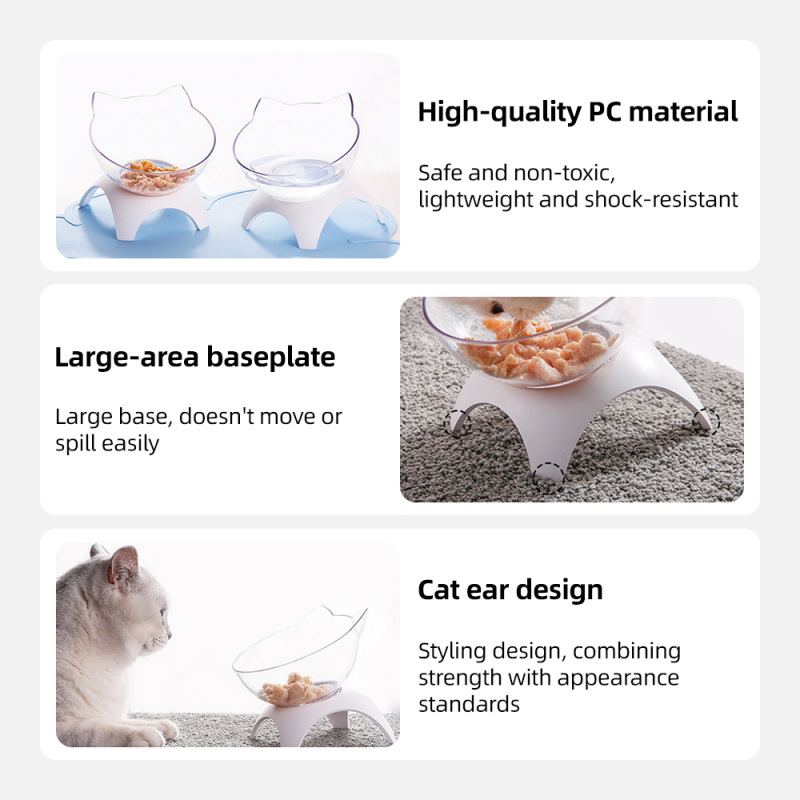 Wide Dish Non Slip Elevated Cat Food Bowls with Raised Stand for Puppy Dogs Cats