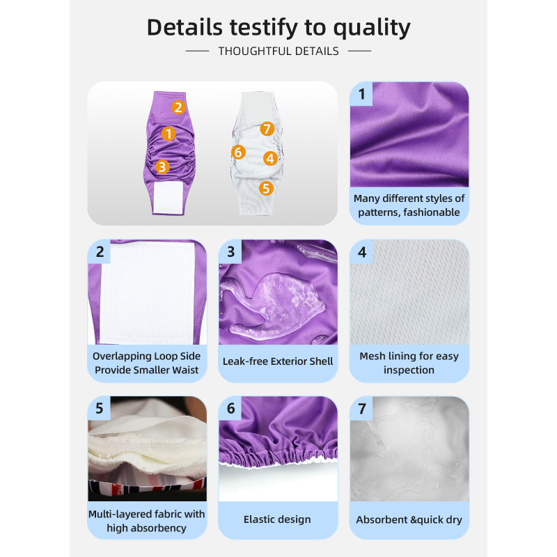 New Designs Multicolor Pet Diaper Wholesale Male Reusable Washable Dog Diaper