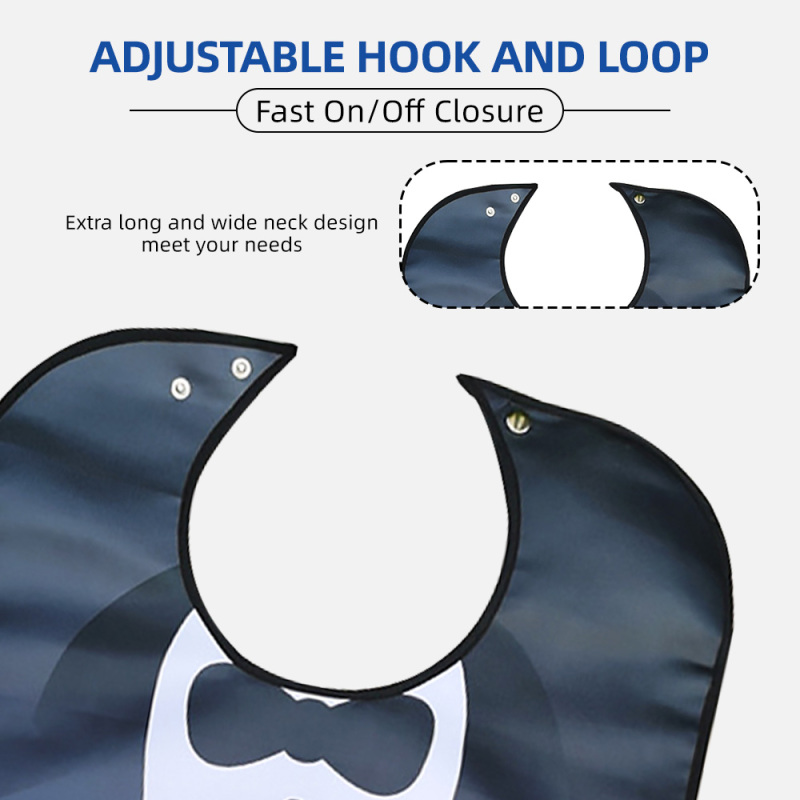 Baberos ajustables grandes para adultos, al por mayor, reutilizables, impermeables, protectores de ropa con recogedor de migas opcional, duraderos y lavables.