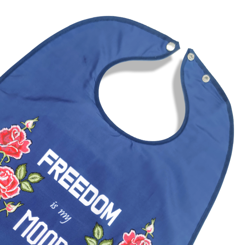 Waterproof Mealtime Protector Fashion Adult Bib with Vinyl Protective Backing Adjustable Snap Closure