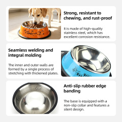 Wholesale Pet Bowls Multiple Colour Pet Food Container Non-slip 201 Stainless Steel Pet Bowls for Small Animals