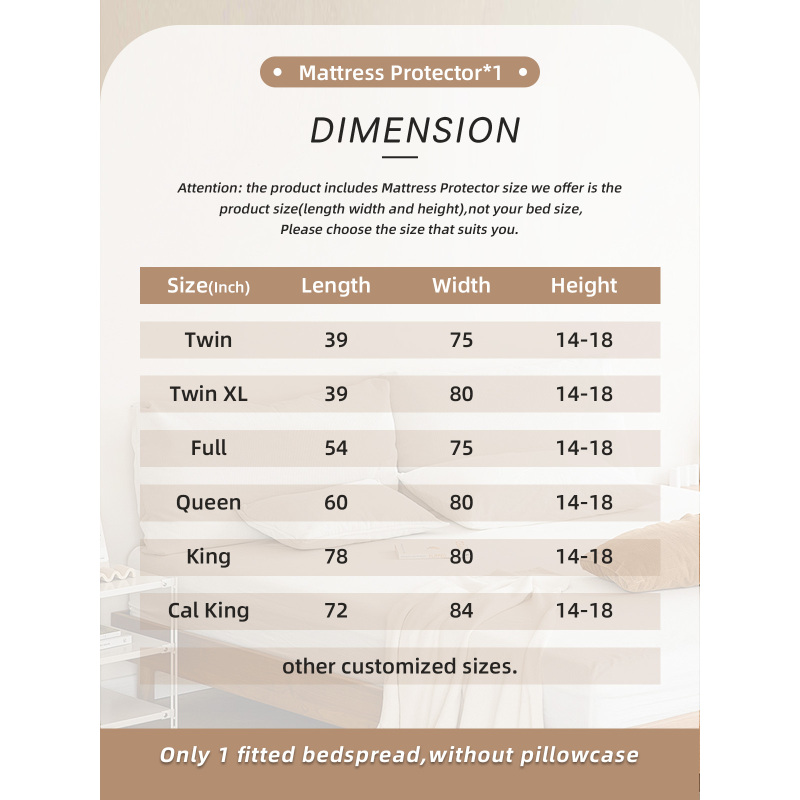 Wholesale Fully Waterproof Cotton Terry Mattress Protector Breathable and Noiseless for Home Use and Bed