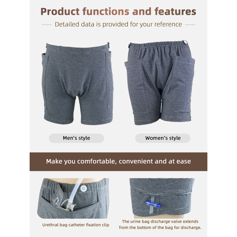 Hot Sell Incontinence Care Patient Boxer Underwear Urine Bag Pants Suitable for Elder Incontinent People