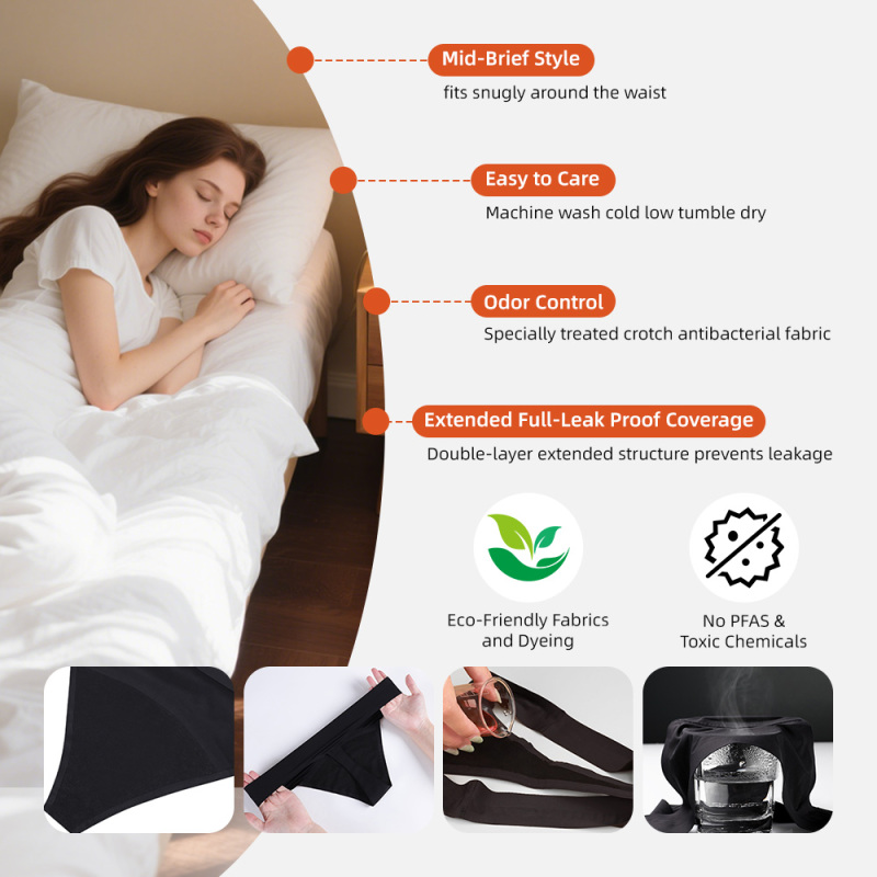 Bragas menstruales reutilizables Aidingcare para mujer, estilo bikini