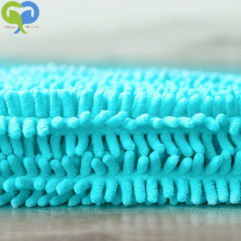BLUE 85x60cm Pet Bath Towel Ultra Soft Microfiber Chenille Dog Dry Towel Hand Pockets Super Absorbent Durable Quick Drying Towel