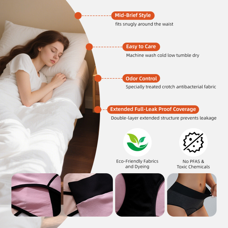 Aidingcare Women's Menstrual Underwear Period Panties for Sensitive Skin