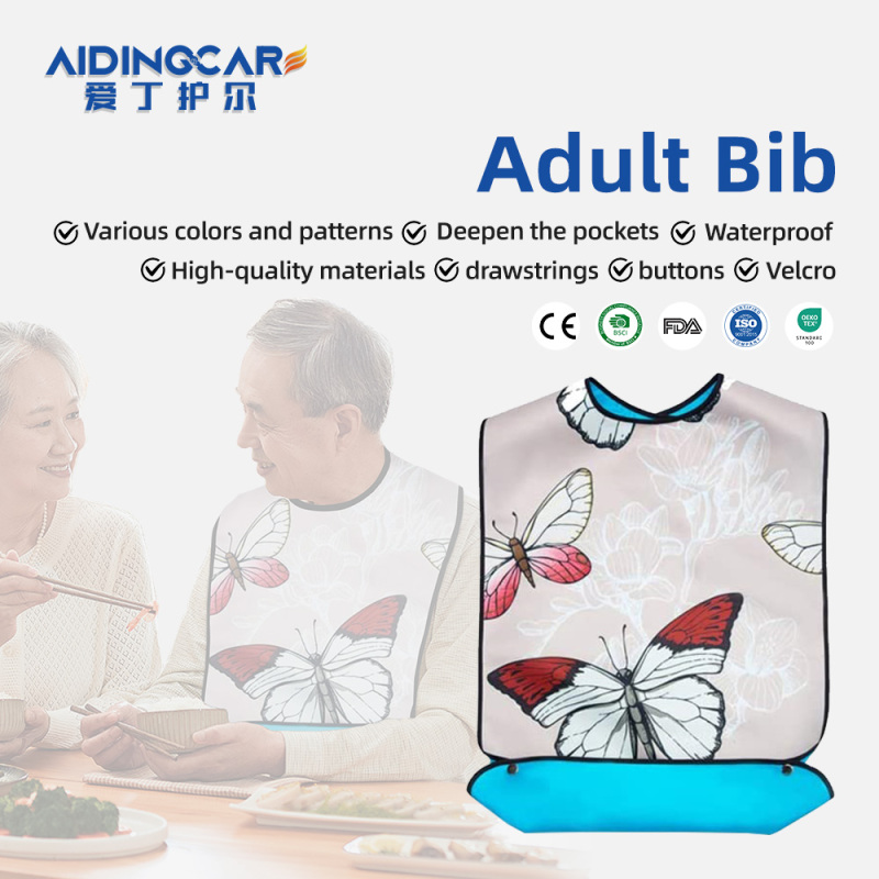 Wholesale Washable Clothing Protector Reusable Waterproof Large Feeding Adult Bib for Patient or Old People