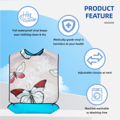 Wholesale Washable Clothing Protector Reusable Waterproof Large Feeding Adult Bib for Patient or Old People