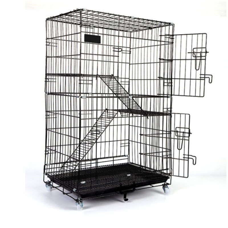 Wholesale 3 Floors Iron-Baking Finish Cat Cage Multifunction Thick 3 Tier Large Stackable Outdoor Cat Cage Indoor for Large Cats