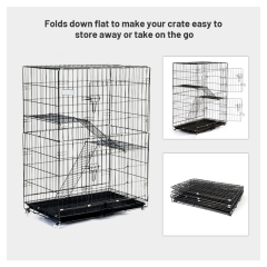 Wholesale 3 Floors Iron-Baking Finish Cat Cage Multifunction Thick 3 Tier Large Stackable Outdoor Cat Cage Indoor for Large Cats
