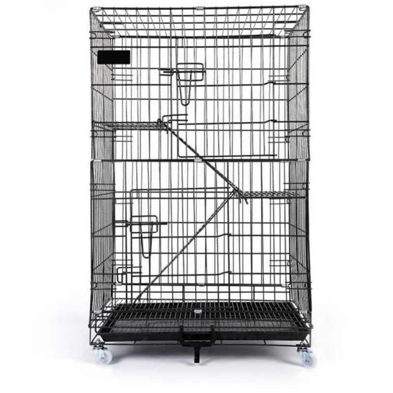 Wholesale 3 Floors Iron-Baking Finish Cat Cage Multifunction Thick 3 Tier Large Stackable Outdoor Cat Cage Indoor for Large Cats