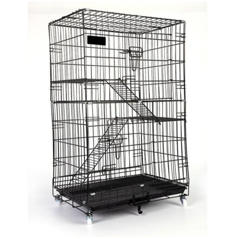 Wholesale 3 Floors Iron-Baking Finish Cat Cage Multifunction Thick 3 Tier Large Stackable Outdoor Cat Cage Indoor for Large Cats