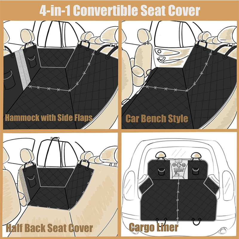 Detachable 100% Waterproof Scratch Prevent Anti Slip Pet Backseat Cover with Mesh Window