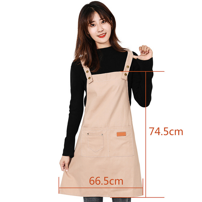 Queenhe Hot Selling Kitchen Cooking Canvas Chef Short Aprons with Women