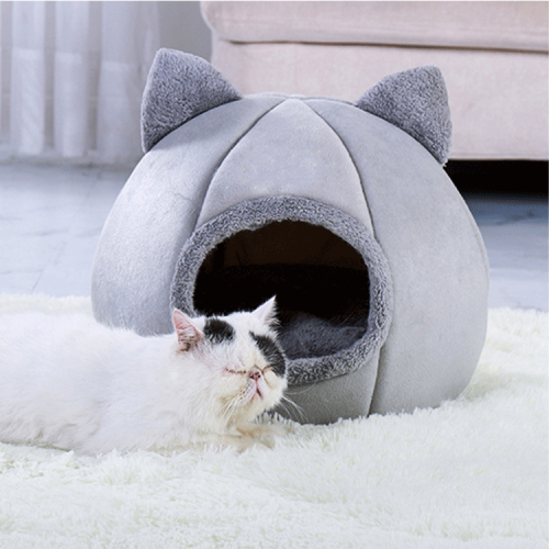 Cute Cat Head Shape Pet House Puppy Cave Sleeping  Nest Kennel Pet Bed