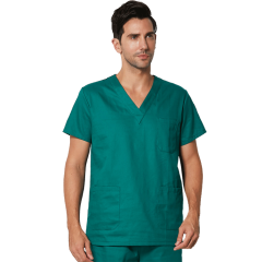 Venta al por mayor de alta calidad para hombres y mujeres 100% algodón uniforme de enfermería Scrubs Tops