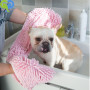 PINK 80x35cm Pet Bath Towel Ultra Soft Microfiber Chenille Dog Dry Towel Hand Pockets Super Absorbent Durable Quick Drying Towel